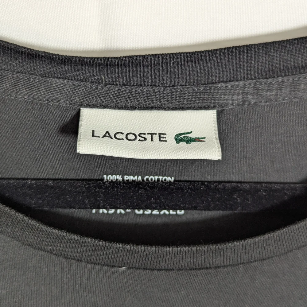 Lacoste Men's Black Pima Cotton Short Sleeve T-Shirt Size US 2XLB/FR9R